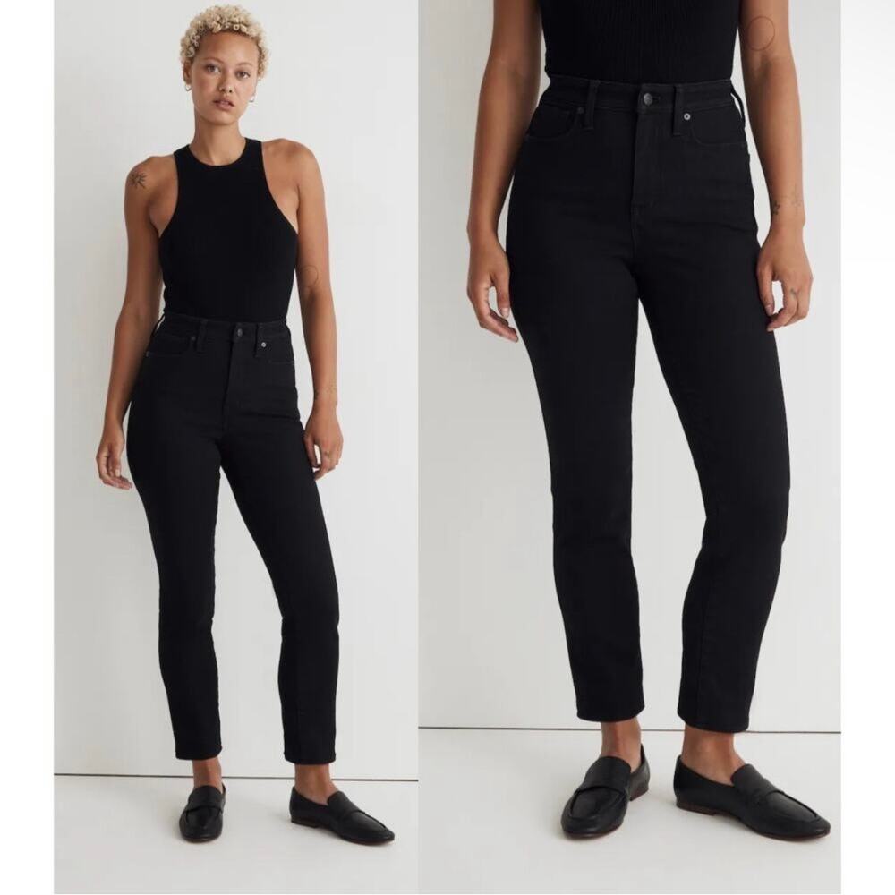 madewell curvy stovepipe jeans black rinse wash nm280 women size 26
